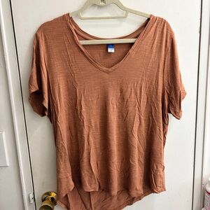 Old Navy Women's Short Sleeve V-Neck Top - Rust